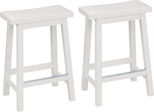 Amazon Basics Solid Wood Saddle-Seat Counter Stools with Footrest