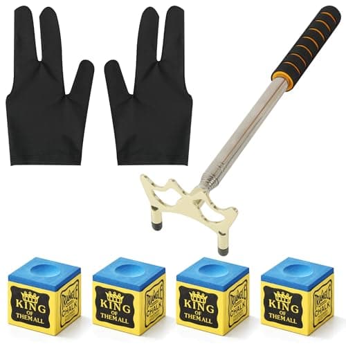 TonGass Pool Cue Bridge Head Kit (2 gloves, 4 chalks)
