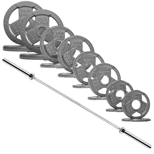 Signature Fitness Cast Iron Barbell Set (170 lb + bar)