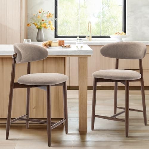 COLAMY Mid-Century Counter Height Bar Stools with Back (Set of 2)