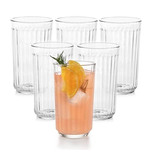 Libbey Paneled Highball Cooler Glasses, 17 oz (set of 6)