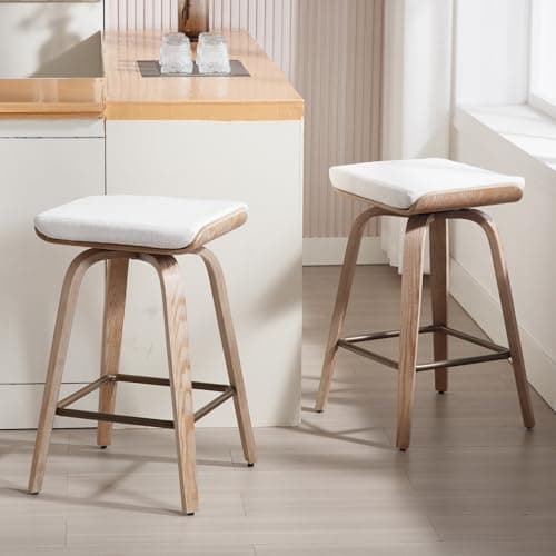 BESTANO 26-in Swivel Backless Counter Stools (Set of 2)