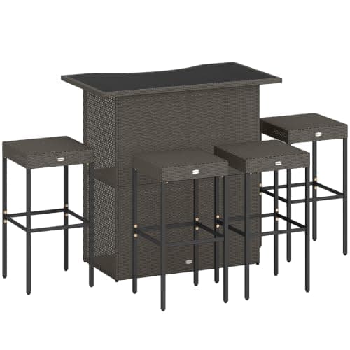 Outsunny 5-Piece Wicker Outdoor Bar Set (table + 4 stools)