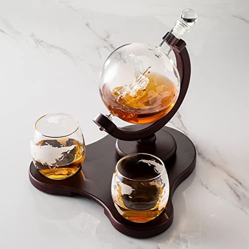 Verolux Whiskey Globe Decanter Set with 2 Glasses