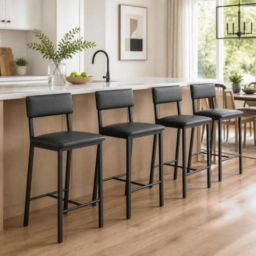 OUTLANE Counter-Height Bar Stools with Backs (set of 4)