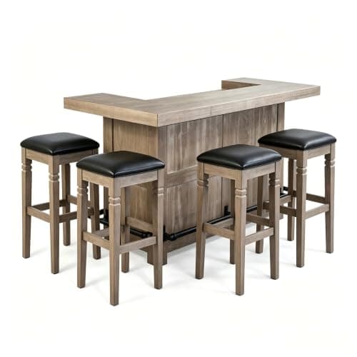 Empire USA Pinehurst 80-in 3-Tier Home Bar Counter with 4 Stools