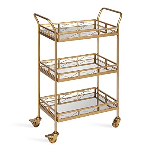 Kate and Laurel Ketia Tiered Bar Cart with Mirrored Tops