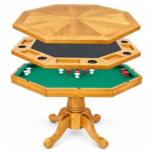 Hathaway Kingston 3-in-1 Octagon Poker, Dining & Bumper Pool Table