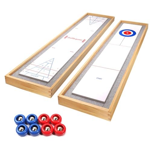 GSE 2-in-1 Solid Wood Tabletop Shuffleboard and Curling Set