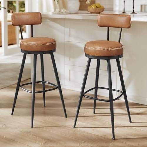 VASAGLE 30-in Swivel Bar Stools with Back (set of 2)