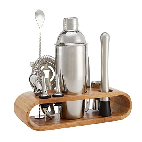Amazon Basics 10-Piece Bar Tool Set with Bamboo Stand