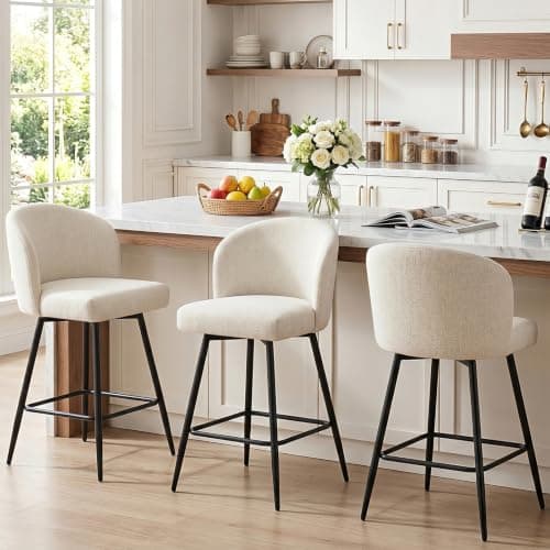 VATROS Swivel Counter Height Bar Stools with Backs (Set of 3)