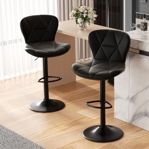Nalupatio Faux-Leather Swivel Bar Stools (set of 2)