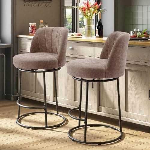 FREKEN 26-in Swivel Upholstered Counter Stools (Set of 2)