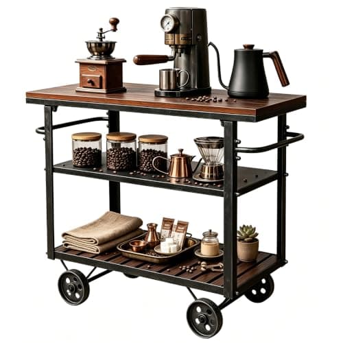 LOKKHAN 3-Tier Rolling Bar Cart with Handle