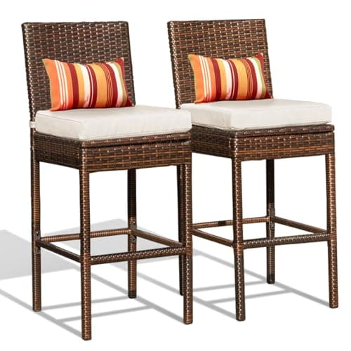 Sundale Outdoor Wicker Bar Stools, 29-in Seat (set of 2)