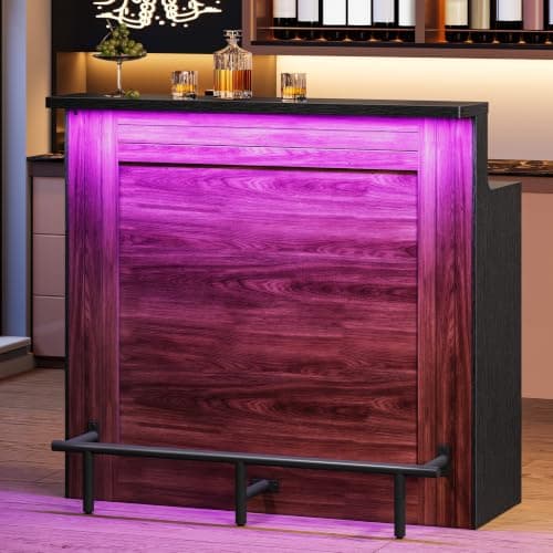 HOOBRO 5-Tier Corner Bar Unit with Footrest & LED