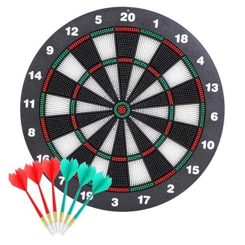 Theefun 16-in Rubber Safety Dart Board Set (6 soft-tip darts)