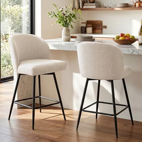 VATROS Swivel Counter Height Bar Stools with Backs (Set of 2)