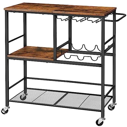 HOOBRO 3-Tier Rolling Bar Cart (29.5 in)