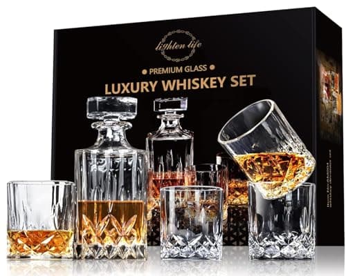 LIGHTEN LIFE Whiskey Decanter Set with 4 Glasses