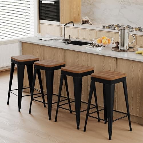 POINTANT 24-in Metal Backless Counter Stools (set of 4)