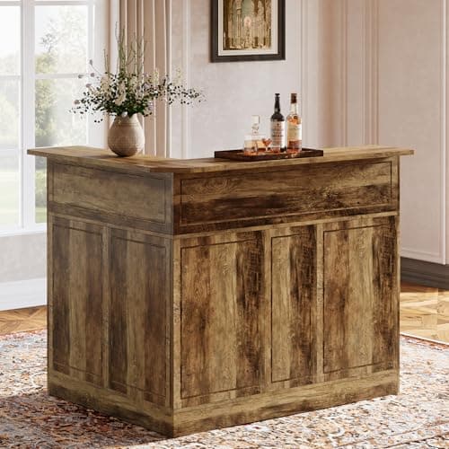 Tribesigns L-Shaped Home Bar Cabinet with Stemware Racks (4-Tier)