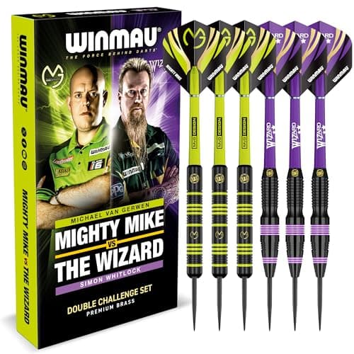 Winmau MvG vs Wizard 22 g Brass Steel-Tip Darts (twin set)
