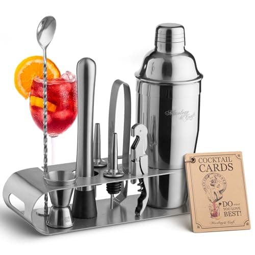 Mixology & Craft Cocktail Shaker Set with Metal Stand