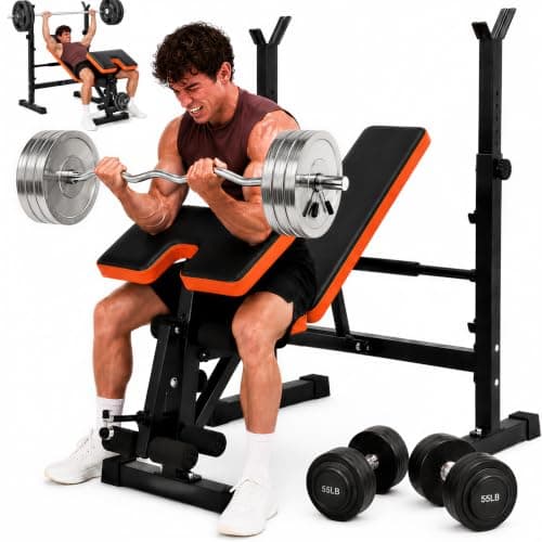YOLEO Foldable Bench Press Set with Rack